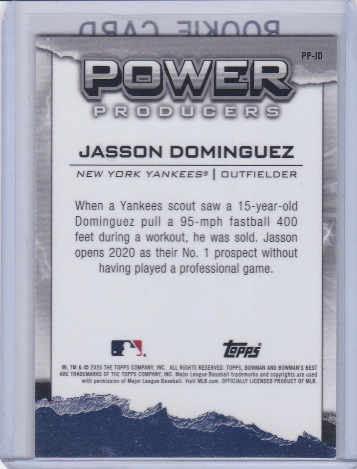 JASSON DOMINGUEZ ROOKIE CARD 2020 Bowman's Best RC Power Producers NY YANKEES - Image 2 of 2