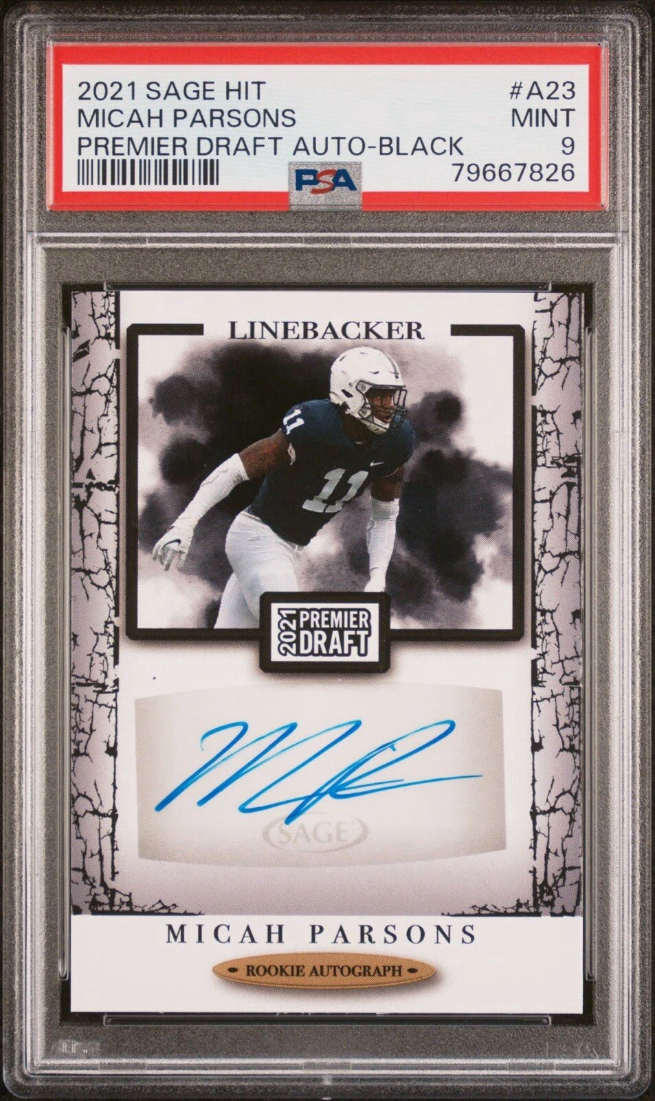 Micah Parsons Sage Hit Premier Draft Autograph #A23 Black