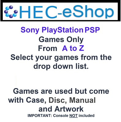 Sony PlayStation PSP Spiele - Spiele aus der Dropdown-Liste 0 bis 9, A bis Z auswählen