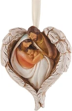 Holy Family with Angel Wings Resin Christmas Ornament, 3 Inch, Pack of 6