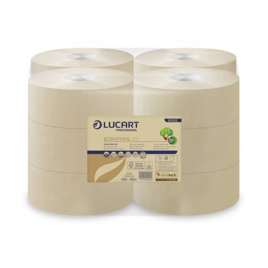 Carta igienica Lucart EcoNatural 150 m jumbo 2 veli avana 12 rotoli da 405 strap