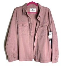 O'neill Size L Ripley Shirt Jacket Fawn Mauve Cotton Twill Button Front Shacket