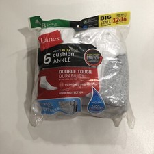 Hanes Men's White Big  Tall Cushion Ankle Sock 6-Pack Size 12-14