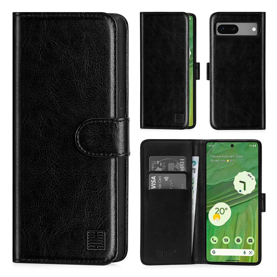 Case Cover For Google Pixel 7 6 8 7a Pro  Synthetic Leather Flip Wallet - Image 2 of 4