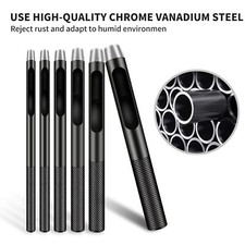 Hollow Punch Set 6pcs Steel Round Leather Hole Punch Set for Watch Belt Craft