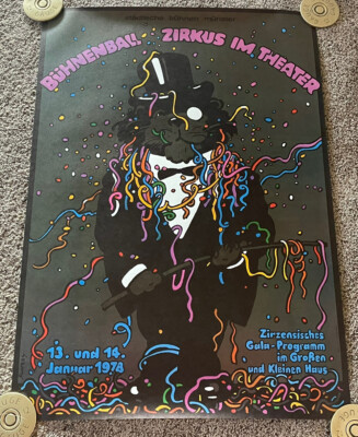 Original 1978 Buhnenball Zirkus German Poster, Rolled, Waldemar Swierzy, 24x33 