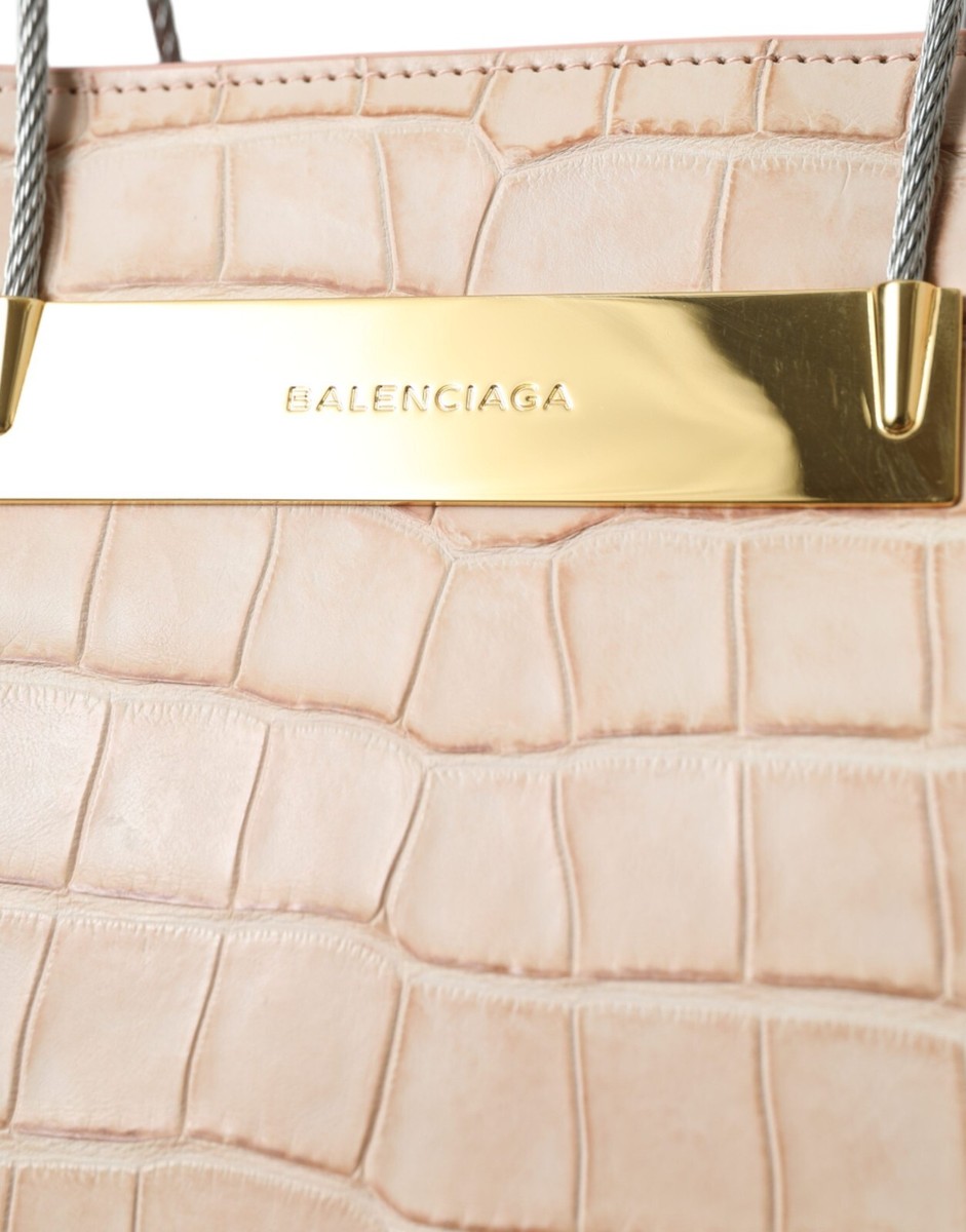 BALENCIAGA Bag Pink Exotic Leather Embossed Cable Handle BALENCIAGA Bag Pink Exotic Leather Embossed Cable Handle