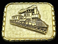 Steam Locomotive Train Railroad Western Small Vintage Belt Buckle