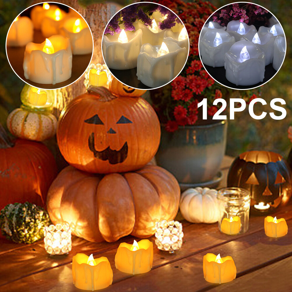12Pack Flameless Flickering LED Tea Lights Fake Candle Lights Battery