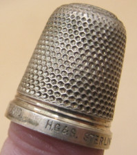 Antique Silver Thimble In VGC Stamped STERLING - The SPA - Bag A