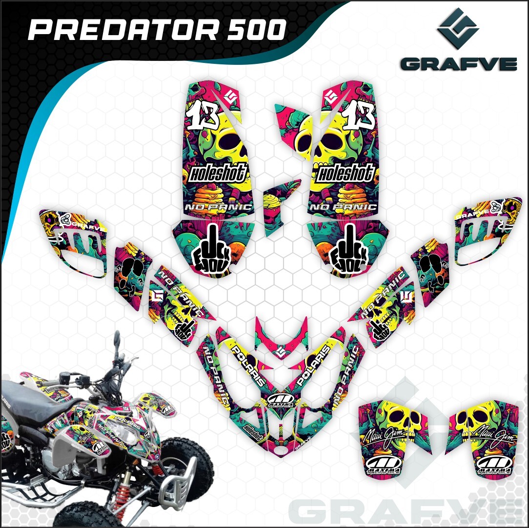 Predator 500 ATV Graphics Decal Kit for Polaris Riders