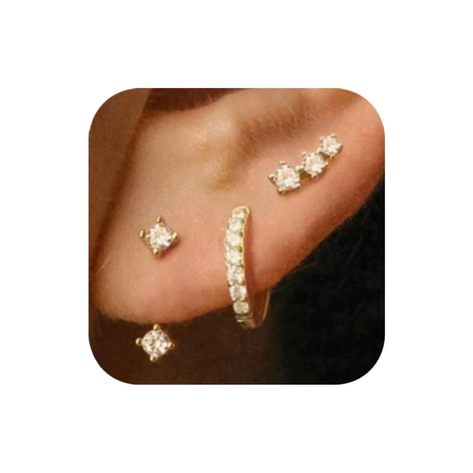 Small Dainty Gold Hoop Earrings Cartilage Flat Back Set for Women-image