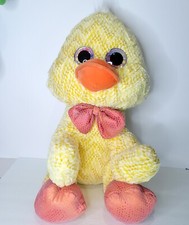 Peluche grande de Pascua amarillo pollito pato ojos brillantes arco animal de peluche gigante 28"