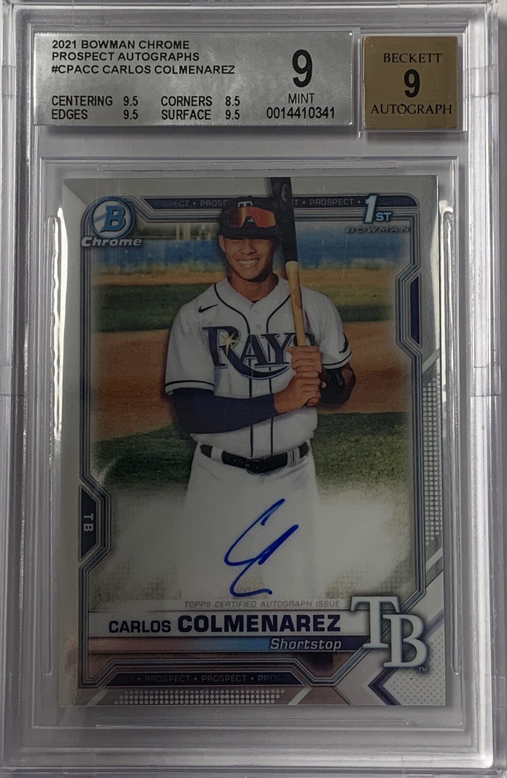 BGS 9 CARLOS COLMENAREZ 2021 BOWMAN CHROME 1ST AUTOGRAPH AUTO 9