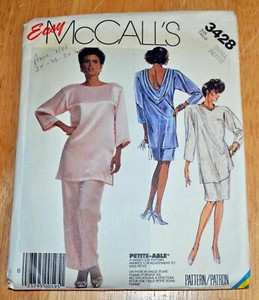 VTG Easy McCalls Sewing Pattern Misses Tunic Skirt Pants Size Small Petite #3428