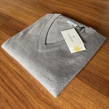 Suéter Para Hombre 100% Cachemira Cuello en V Grado A+ Gris Nepal Pashmina Jumper