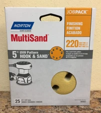 Norton 04057 Hook & Sand 5 in. 220 Grit Very Fine A290 Sanding Disc 25 Pk