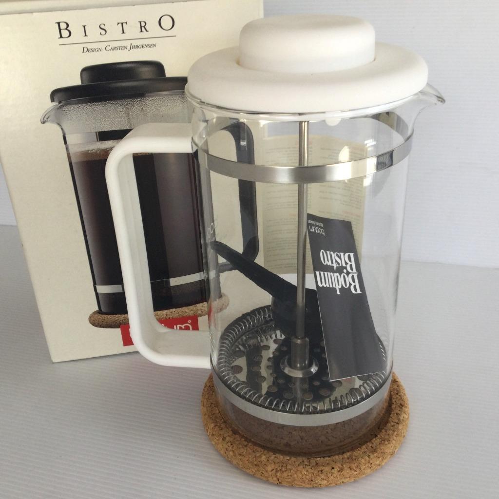 BODUM BISTRO FRENCH PRESS 8CUP WHITE CREAM COFFEE PLUNGER DESIGNED