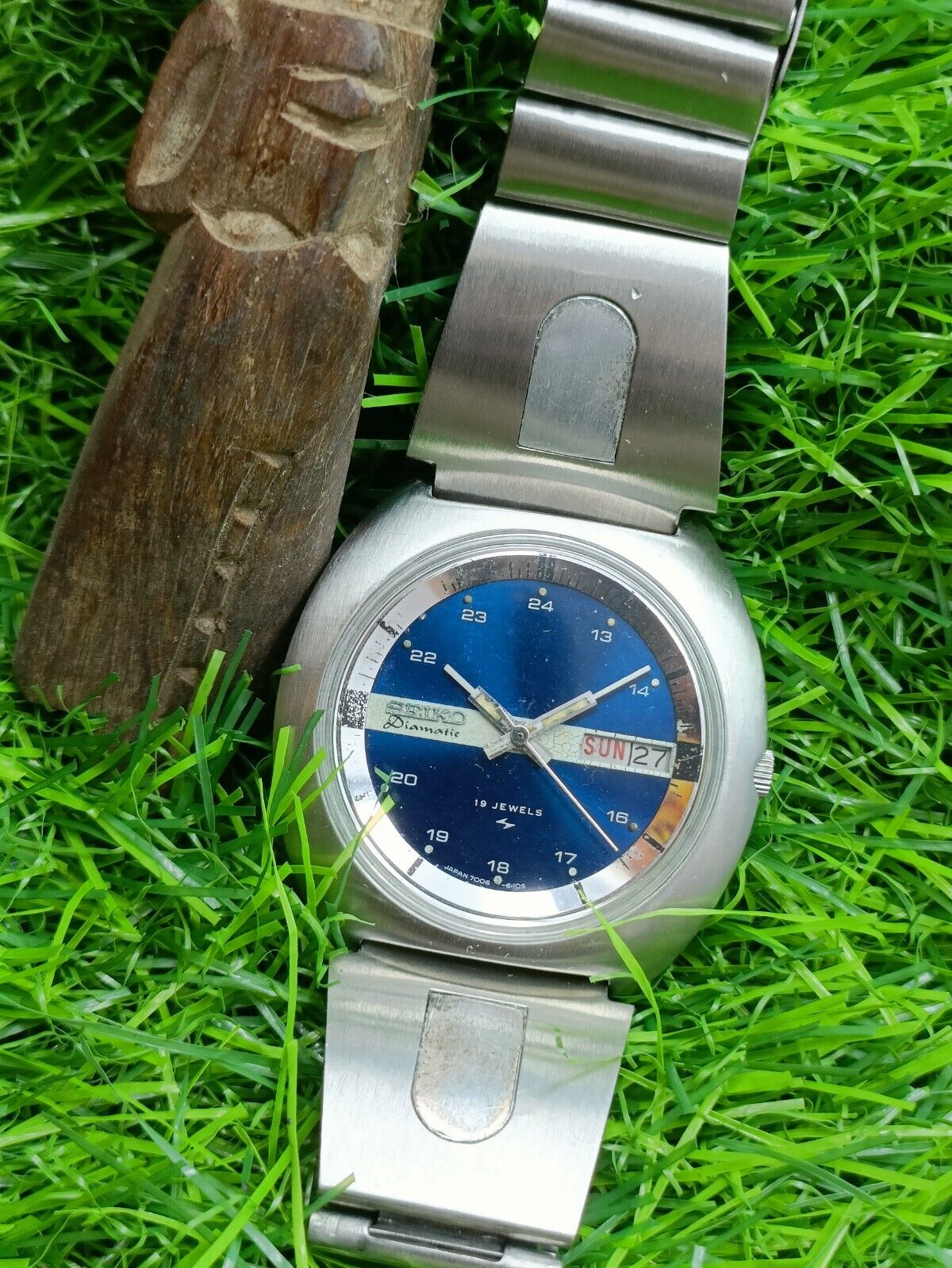 Authentic Seiko Diamatic 19 Jewels Blue Dial Men's Day Date 7006-6020  Vintage | eBay