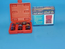 4pc 1/2" DR. Flip Lug Nut Impact Socket Set METRIC/SAE Mag Wheel Thin Wall