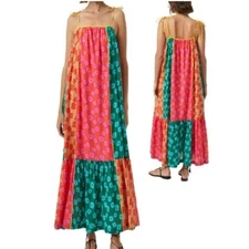 NWOT RHODE SYLVANA FLORAL PATCHWORK SUN DRESS IN MULTICOLOR BOMBAY BLOOM SIZE S