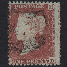 B25_00 GB QV 1855 1d RED-BROWN PLATE 196 SG22-C2(1) HD FU LIGHT CANCEL CAT£500