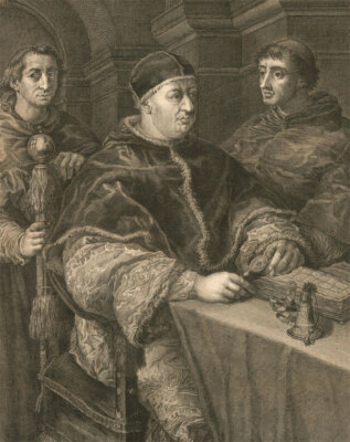 Giovanni Picchianti after Raphael - Stich Aus Dem 18. Jh., Papst Leo X. Mit K...