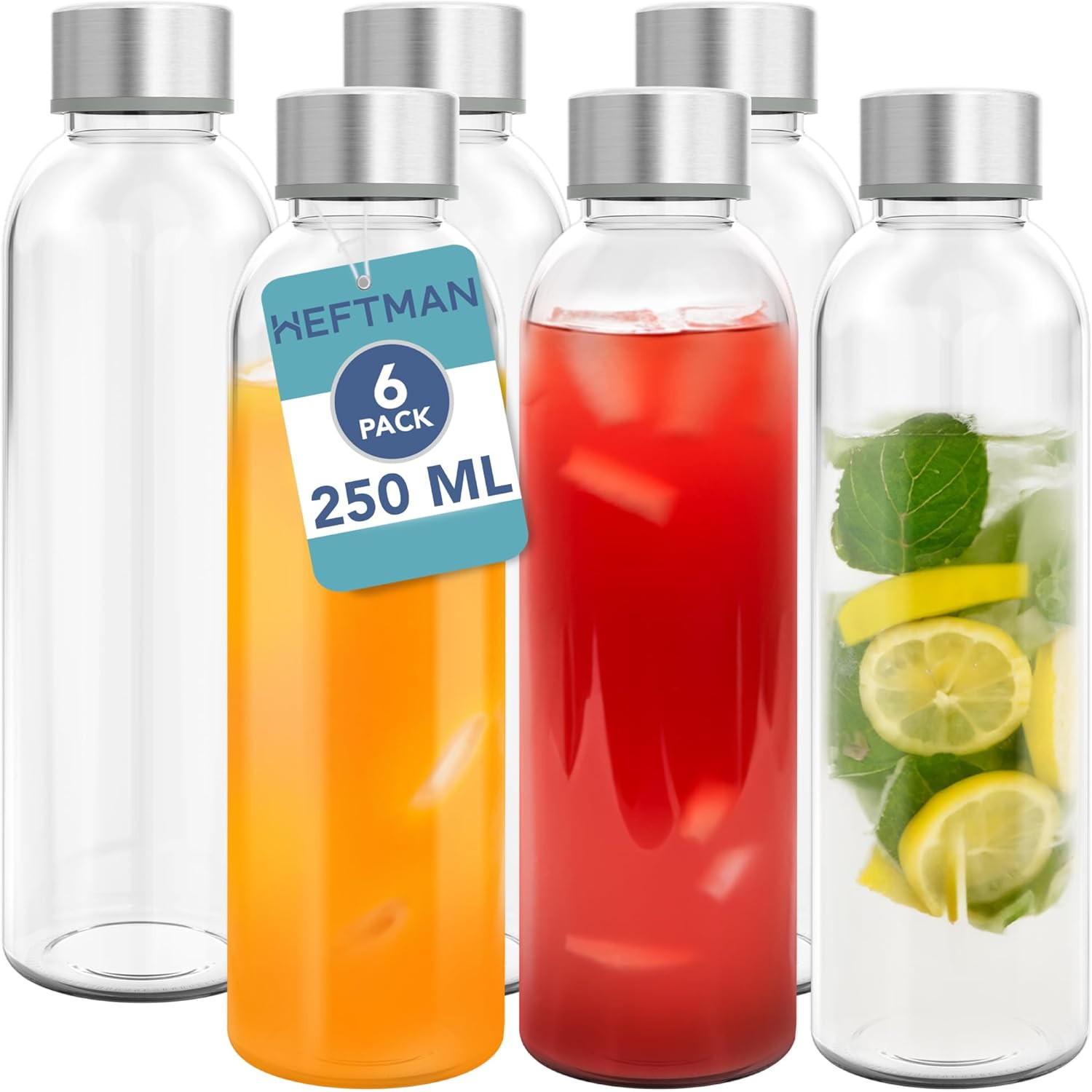 Bottigliette Vetro 250ml per Bomboniere e Regali Fai-da-Te - 6 Pezzi