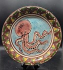 Vintage Hand Painted Italian Pottery 12" Octopus Charger Wall Plate Signed