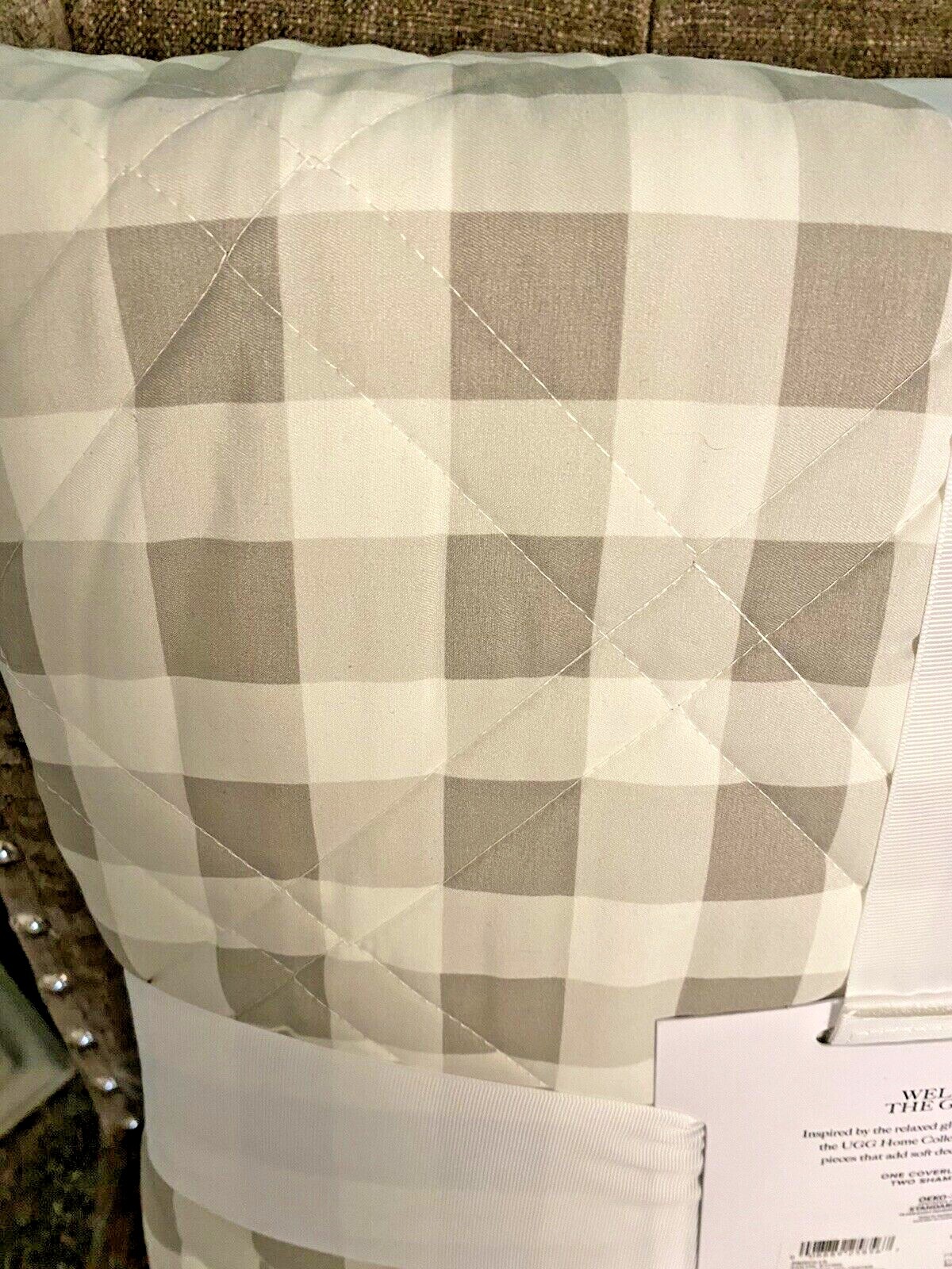 Ugg KING Size Coverlet Quilt + 2 Shams Priscilla STONE Tan Beige White