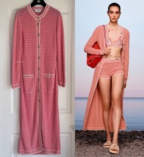 NEW $4050 21C CHANEL ROSE RED WHITE GOLD CC BUTTONS DRESS CARDIGAN  34