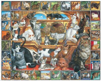 White Mountain Puzzles World of Cats 1000 Teile Puzzle 760 mm x 610 mm ZUM AUSVERKAUF