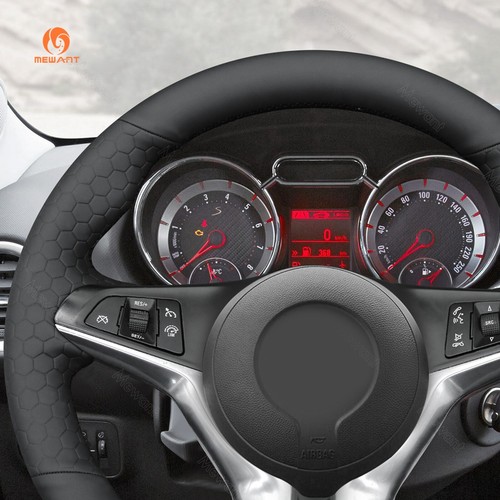 MEWANT Black Embossed PU Leather Steering Wheel Wrap for Opel Adam 2012-2020 - Picture 5 of 10