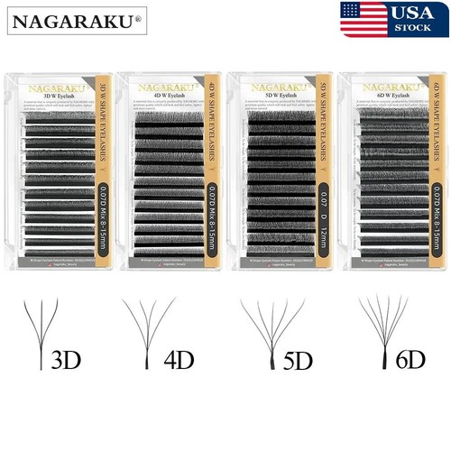 Automatic Flowering W Shape Bloom 3D Premade Fans Natural Eyelashes Extension US - 第 1/12 張圖片
