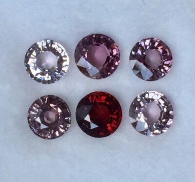 Clean90% 6/Pc 5.18ct.Fancy,color Round 5.5m-5.7m Natural Spinel Mogok Gemstones