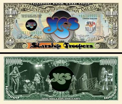YES Starship Troopers Million Dollar Bill Funny Money Novelty Note + FREE SLEEVE