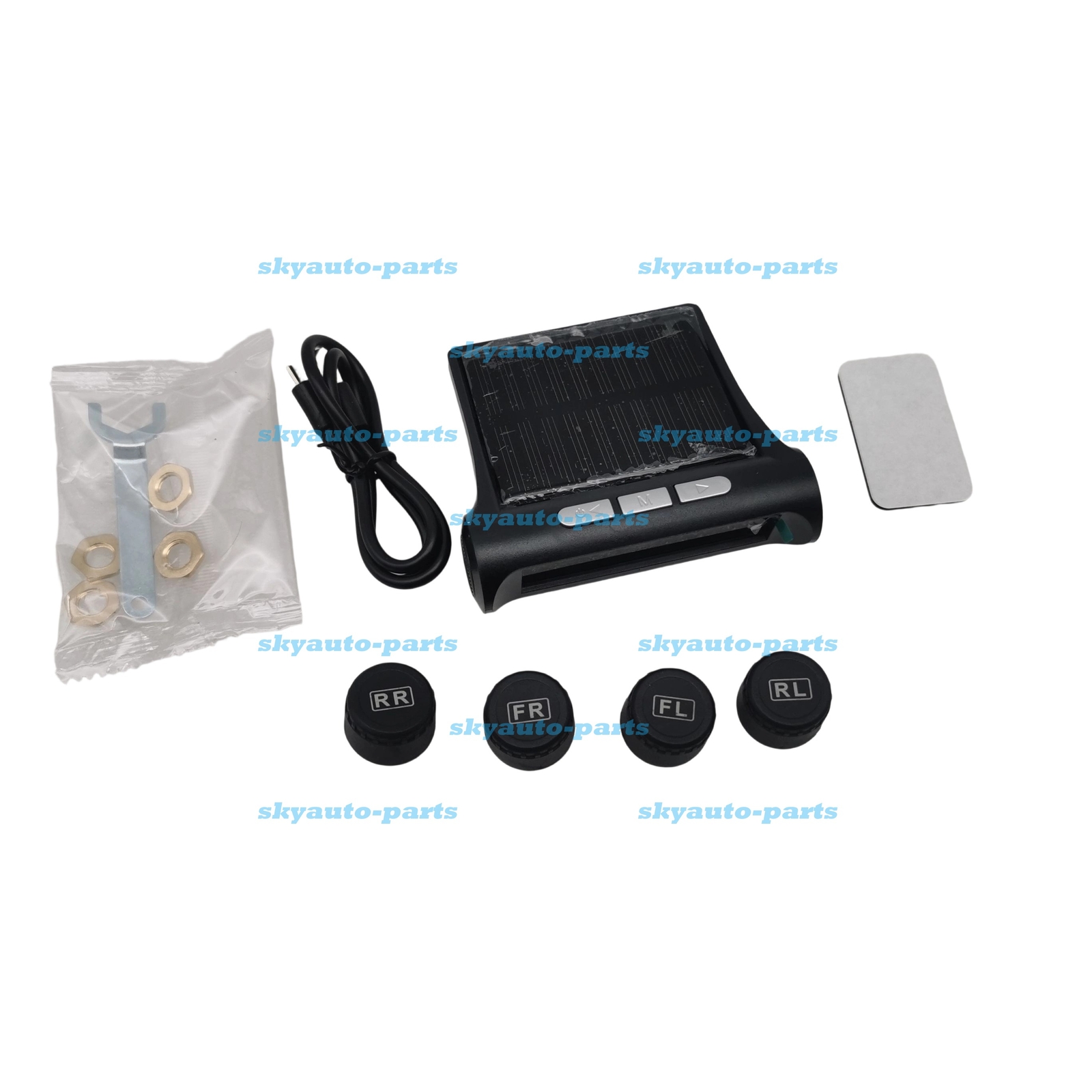 Wireless Car Solar TPMS LCD Tire Pressure Monitoring System + 4 External Sensors