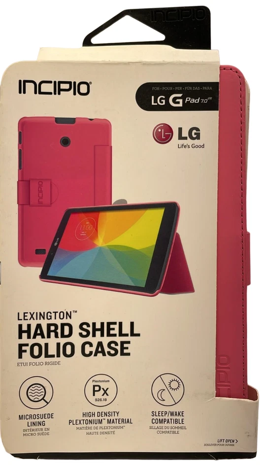 Funda rígida tipo folio Incipio Lexington para LG G Pad 7.0, rosa Foto 4 de 4