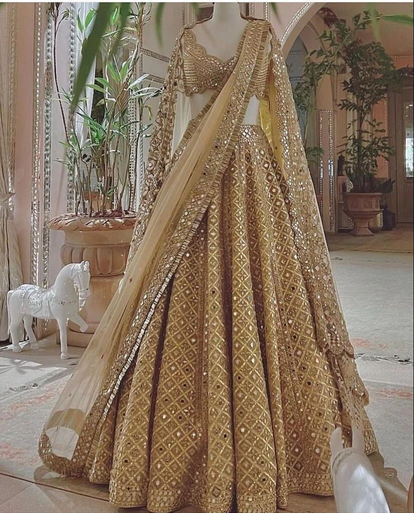 Off White Lehenga Choli Wedding Lehenga Bridal Lengha Engagement Ghagra  Dresses | eBay