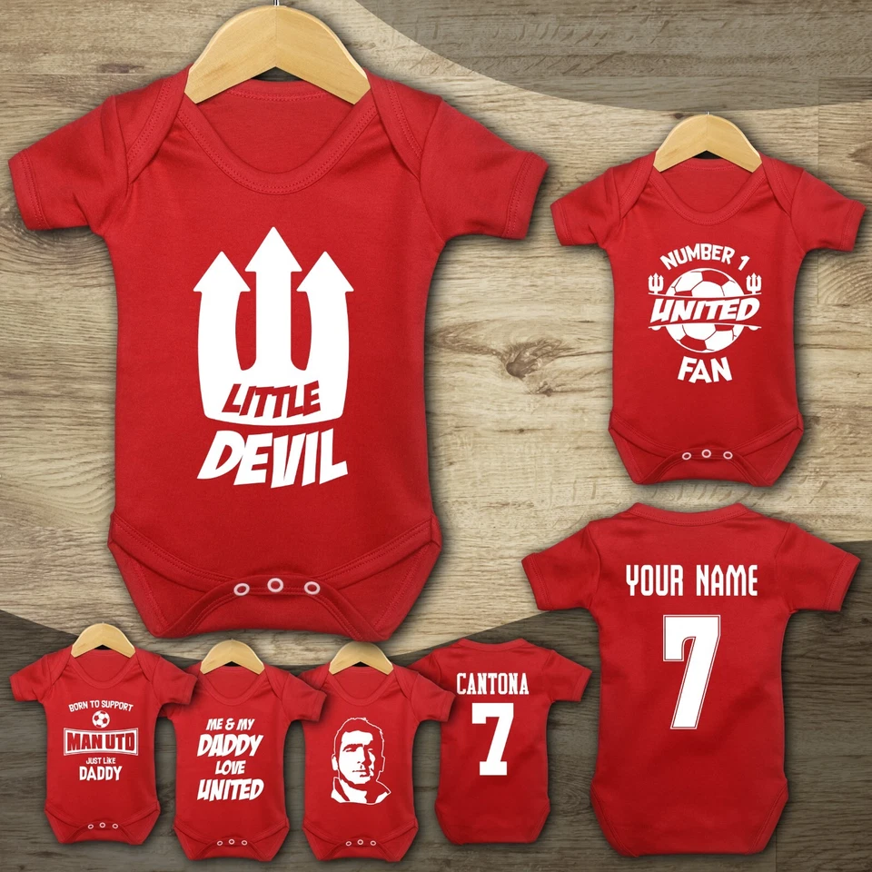 Manchester Man Utd Baby Vest Suit Grow Football - Personalised