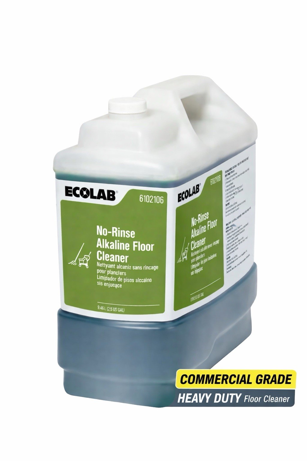 Ecolab 6102106 No-Rinse Alkaline Floor Cleaner 2.5 Gal Heavy Duty