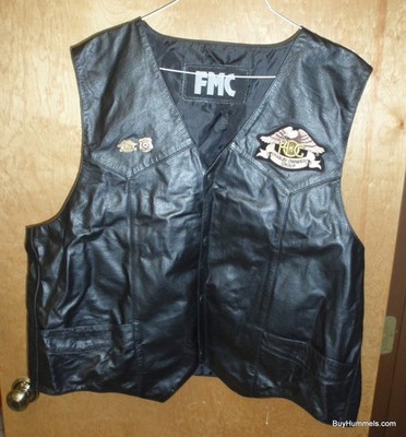 FMC Harley Davidson Motorcycle Leather Vest Size 3XL-4XL Size 58 With Pins RARE!