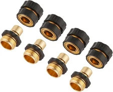 3/4" Garden Hose Quick Connectors 4 Set Male Female