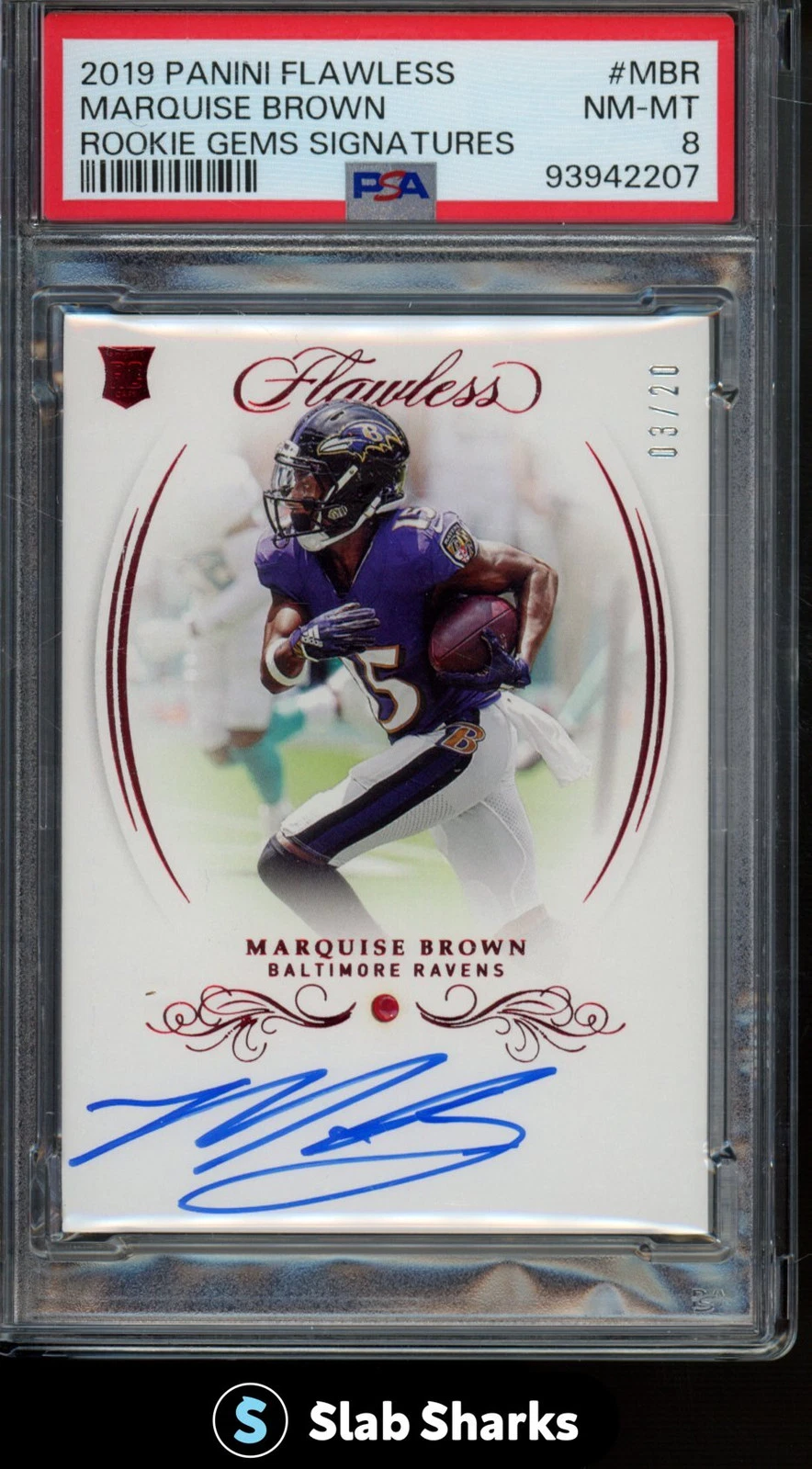 Marquise Brown Panini Flawless Rookie Gems Signatures #MBR Base