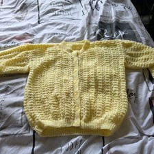 New Hand Knitted Cardigan Knit In Yellow DK YARN AGE 4
