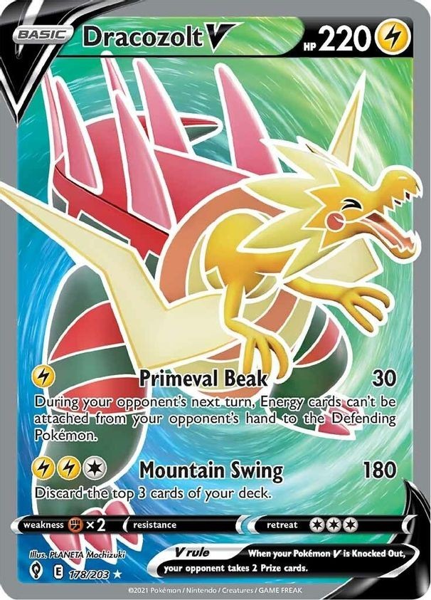 Dracozolt V - 178/203 - Pokemon Evolving Skies Sword & Shield Full Art Card NM