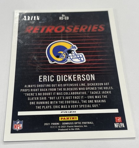 Donruss Optic Retro Series 2021 Eric Dickerson Ice Prizm #RS-ED Rams #d/15 - Foto 5 di 5