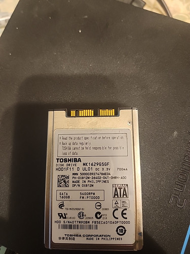 TOSHIBA 160 GB 5400 RPM micro-SATA 1.8" (MK1633GSG) Internal Hard Drive HDD