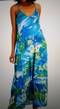 Tahari ASL Floral Silky Maxi Dress Watercolor abstract Blue Green Yellow NWT 2
