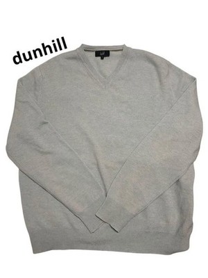 Dunhill Light Blue V-Neck Wool Sweater L Made in England